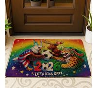 Eagle Door Mat, Festive Colorful Moose Cheetahs Summer Rainbow Non-Slip Dirt Trapper Welcome Entry Mat for Home Indoor Outdoor Entryway Porch Decor 29x17 Inch