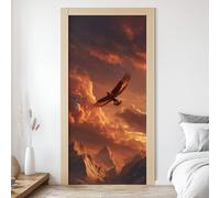 Eagle Door Mural, Bald Eagle Murals Stickers 90x210 cm, Mountains Bird 3D Door Stickers Vinyl Self-Adhesive Peel and Stick Bedroom Living Room Door Decoration W6s123