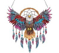 Eagle Dream Catcher Diamond Painting Hanging Ornament, Double Side Hanging Kit with Chain, Crystal Pendant Art Craft for Gift Home Wall Door Decoration
