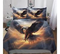 Eagle Duvet Cover Set, Bedding Linen Set, Ultra Soft Comforter Cover with Zipper Closure 3 Pieces, Quilt Cover with Pillowcase for Kids, Youth And Adult Double (200x200cm)