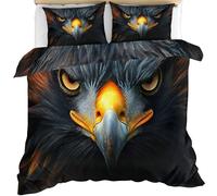 Eagle Duvet Cover Super King Size, Fierce Birds of Prey Comforter Cover Eagle Bedding Set 3 Piece with 2 Pillow Sham with Zipper Closure 260 x 220cm