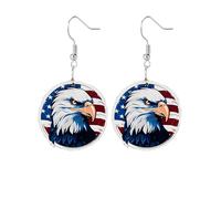 Eagle Earrings for Women Wooden American Flag Eagle Earrings, Moderate type, Wood, No Gemstone