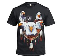 Eagle Eye T-Shirt/Native Indian/Spirit/Eagles/Wings/Wild/Dream Catcher/Gift/Top (L) Black
