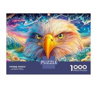 Eagle Face behind Broken Glass 1000-Piece Jigsaw Puzzle Majestic Eagle Challenging Game for Men, Women & Elders 52x38cm/1000pcs