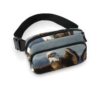 Eagle Fanny Pack for Women Men Waist Bag Belt Bag Adjustable Casual Bag for Travel Sports Hiking, white, 7.9x5.1inches