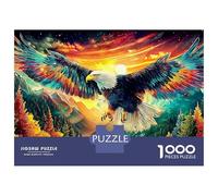 Eagle Fireworks Jigsaw Puzzle 1000 Pieces Eagle Over Colorful Forest Eco Paper Puzzle for Focus, Calm Relaxation And Family Fun 38x26cm/1000pcs