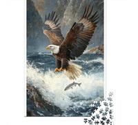Eagle Fishing Art Print-1 Jigsaw Puzzles Puzzle for Adults Kids. 1000 Piece Impossible Challenge Toy Educational Games Home Decoration for Educational Games Gifts 52x38cm/1000pcs