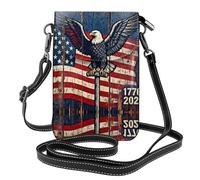 Eagle Flag Vintage Small Crossbody Phone Bag for Women PU Leather Flip Wallet with Card Slots Adjustable Strap