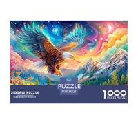 Eagle Flies through Colorful Cosmic Landscape 1000-Piece Jigsaw Puzzle Eagle Ideal for Men, Women, Kids & Elders 38x26cm/1000pcs