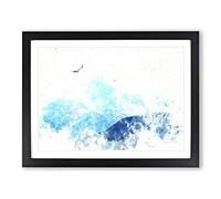 Eagle Flying By Mountain In Nepal Watercolour Modern Framed Print | A4 Black Framed Wall Art | Ready to Hang | Modern Animal Picture | Living Room Bedroom Lounge Office