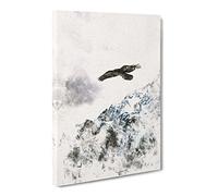 Eagle Flying High Watercolour Canvas Print | Gallery Wrapped 30mm Frame Wall Art | 30x20 inches | Ready to Hang | Modern Animals Picture | Living Room Bedroom Lounge Office