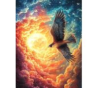 Eagle Flying in A Fiery Sky 500 Piece Jigsaw Puzzle Pack Wildlife Plant Teens Beginners Cognitive Development Puzzle Fans Group Play Anniversary Premium Cardboard 500 PCS
