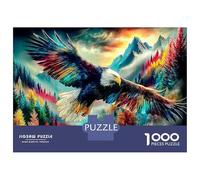 Eagle Flying in Forest 1000pc Puzzle for Adults Natural Raptor Jigsaw Puzzle Thick Cardboard Impossible Hard Challenging Relaxation Creativity Gift Giving for Adults 70x50cm/1000pcs