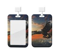 Eagle Flying in The Sky Id Badge Holder with Lanyard Waterproof Key Card Holder Case Vertical Id Card Protector with Clear Id Window Breakaway Name Tags for Women Men Work Office Doctor Nurse