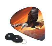 eagle flying in the sunset Guitar Picks 6 Pcs, 0.96mm Thickness Celluloid Plectrum with Leather Picks Holder, Personalized Guitar Pick for Bass Electric Acoustic Guitars Lovers Gift