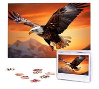 Eagle Flying in The Sunset Puzzle for Adults 1000 Pieces Personalized Jigsaw Puzzles from Photos, Challenging Puzzle Perfect for Game Nights, Wooden Puzzles Gift for Holiday Birthday