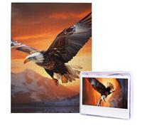 Eagle Flying in The Sunset Puzzle for Adults 500 Pieces Personalized Jigsaw Puzzles from Photos, Challenging Puzzle Perfect for Game Nights, Wooden Puzzles Gift for Holiday Birthday