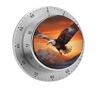 Eagle Flying in The Sunset Timers Kitchen Chef Cooking Timers Portable Countdown Alarm Loud Countdown Clock Waterproof Stainless Steel Timer Compact 60-Minute Mechanical Timer Daily Use