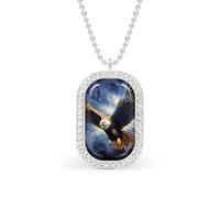 Eagle Flying Night Sky Custom Photo Necklace Personalized Picture Pendant Memory Jewelry for Women