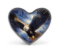 Eagle Flying Night Sky Funny Lapel Pins Heart Button Brooch Badge Pin Hat Clothes Bag Jewelry for Men Women