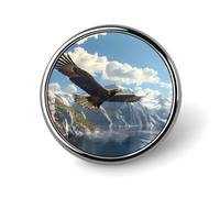 Eagle Flying on Lake Round Badges Personalized Button Brooch Lapel Pins for Clothing Decoration