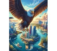 Eagle Flying Over A City Skyline 300 Piece Jigsaw Puzzle Pack Wildlife Pet Teens Beginners Cognitive Development Puzzle Fans Group Play Anniversary Recycled Cardboard 300 PCS