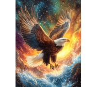 Eagle Flying Over A Fiery Mountain Valley 1000 Piece Count Premium Jigsaw Puzzle Science Fiction Magical Dream Teen Fans 14-18 Yrs Ultra Difficult Leisure Adventure Valentines Creativity & Gift Givin