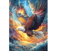 Eagle Flying Over A Fiery Mountain Valley 300 Piece Complete Jigsaw Puzzle Set Science Fiction Magical Dream Teens Beginners Educational Challenge Puzzle Fans Group Play Anniversary Quality Material