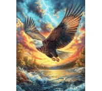 Eagle Flying Over A Fiery Mountain Valley 500 Piece Jigsaw Puzzle Wildlife Pet For Men Cognitive Development Adults Anxiety Memory Care Mothers Valentines Gift High-grade Rigid Cardboard 500 PCS