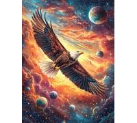 Eagle Flying Over A Magical Sunset 300 Piece Complete Jigsaw Puzzle Set Wildlife Pet Teens Beginners Mind Relaxation Puzzle Fans Group Play Anniversary Fathers Gift Thick Cardboard 300 PCS