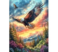 Eagle Flying Over A Mountain Valley 500 Pcs Jigsaw Puzzles Science Fiction Magical Dream Puzzles for Adults Teens Brain Game Fun Family Game Team Building Stress Reducing Autumn Thick Cardboard 500