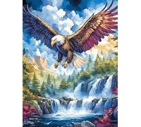Eagle Flying Over A Mountain Waterfall 1000 Pieces Classic Jigsaw Puzzle Wildlife Pet Cute Puzzle for Adults Concentration Training Wall Art Mental Exercise Halloween Durable Cardboard 1000 PCS