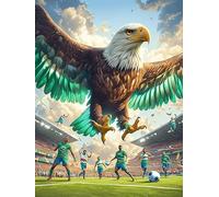 Eagle Flying Over A Soccer Game 300 Piece Jigsaw Puzzle Pack Wildlife Plant Teens Beginners Cognitive Development Puzzle Fans Group Play High-grade Rigid Cardboard 300 PCS