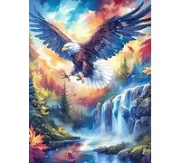 Eagle Flying Over A Waterfall 500 Pieces Set Classic Jigsaw Puzzle Wildlife Plant Teen Fans 14-18 Yrs Logic Skill Leisure Adventure Valentines Gift Eco-friendly Recycled Cardboard 500 PCS