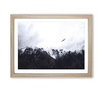 Eagle Flying Over Colca Canyon Painting Modern Art Framed Wall Art Print, Ready to Hang Picture for Living Room Bedroom Home Office Décor, Oak A2 (64 x 46 cm)