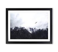 Eagle Flying Over Colca Canyon Painting Modern Art Framed Wall Art Print, Ready to Hang Picture for Living Room Bedroom Home Office Décor, Black A2 (64 x 46 cm)