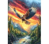 Eagle Flying Over Mountain Valley 1000 Pc Classic Jigsaw Puzzle Magical Accompany Fairy Tale Puzzle for Adults Hard Challenging Hobby Home Decor Poster High-grade Rigid Cardboard 1000
