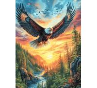 Eagle Flying Over Mountain Valley 300 Piece Jigsaw Puzzle for Adults Fairy Tale Animal Plant Kitchen Wall Decor Art Project Precision Cut Great Gift for Art Lovers 300 PCS