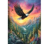 Eagle Flying Over Mountain Valley 300 Piece Jigsaw Puzzle for All Ages Mitos Fantástico Cuento De Hadas Birthday Party Activity Group Fun High Resolution Print Home Decor Entertainment 300 PCS