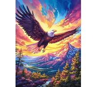 Eagle Flying Over Mountains at Sunset 300-piece Jigsaw Puzzle Bundle Wildlife Pet Family Puzzle Lovers Brain Training Mindful Activity Spring Gift Durable Cardboard 300 PCS