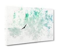 Eagle Flying Over Niagara Falls Watercolour Modern Canvas Wall Art Print Ready to Hang, Framed Picture for Living Room Bedroom Home Office Décor, 20x14 Inch (50x35 cm)