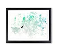 Eagle Flying Over Niagara Falls Watercolour Modern Framed Print | A2 Black Framed Wall Art | Ready to Hang | Modern Animal Picture | Living Room Bedroom Lounge Office