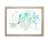 Eagle Flying Over Niagara Falls Watercolour Modern Framed Print | A2 Oak Framed Wall Art | Ready to Hang | Modern Animal Picture | Living Room Bedroom Lounge Office