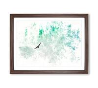 Eagle Flying Over Niagara Falls Watercolour Modern Framed Print | A4 Walnut Framed Wall Art | Ready to Hang | Modern Animal Picture | Living Room Bedroom Lounge Office