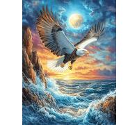 Eagle Flying Over Ocean 500 Pc DIY Jigsaw Puzzle Magical Accompany Fairy Tale Puzzles for Adults Teens Hard Challenging Team Building Stress Reducing Autumn High-grade Rigid Cardboard 500 PCS