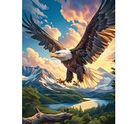 Eagle Flying Over The Mountains 300 Pcs Jigsaw Puzzle Bundle Wildlife Pet Family Puzzle Lovers Fun Family Game Mindful Activity Spring Eco Friendly Cardboard 300 PCS