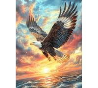Eagle Flying Over The Ocean at Sunset 1000-piece Jigsaw Puzzle Bundle Scenery Science Fiction Family Puzzle Lovers Brain Training Mindful Activity Spring Gift Durable Cardboard 1000 PCS