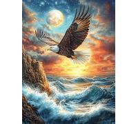 Eagle Flying Over The Ocean at Sunset 300 Piece Premium Jigsaw Puzzle Scenery Science Fiction Adult Jigsaws Brain Training Hobby Home Decor Winter Gift Unique Shaped Creativity & Gift Giving 300 PCS