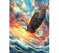 Eagle Flying Over The Ocean at Sunset 500 Piece Jigsaw Puzzle for Adults Scenery Science Fiction Jigsaw Weekend Craft Activity Parent Child Bonding Vibrant Design Perfect Festival Gift 500 PCS