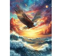 Eagle Flying Over The Ocean at Sunset 500 Piece Jigsaw Puzzle for Adults Scenery Science Fiction Kitchen Wall Decor Art Project Precision Cut Great Gift for Art Lovers 500 PCS